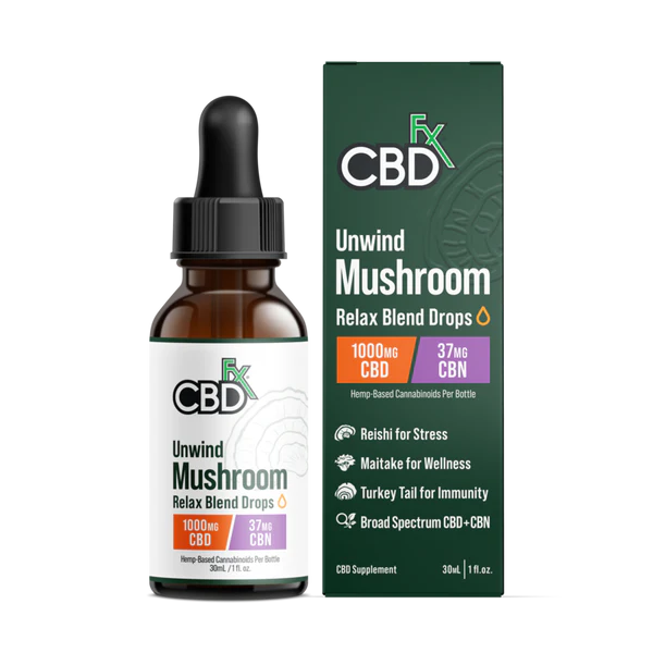 Unwind Mushrooms CBD Drops 30ml (1000mg) | CBDfx