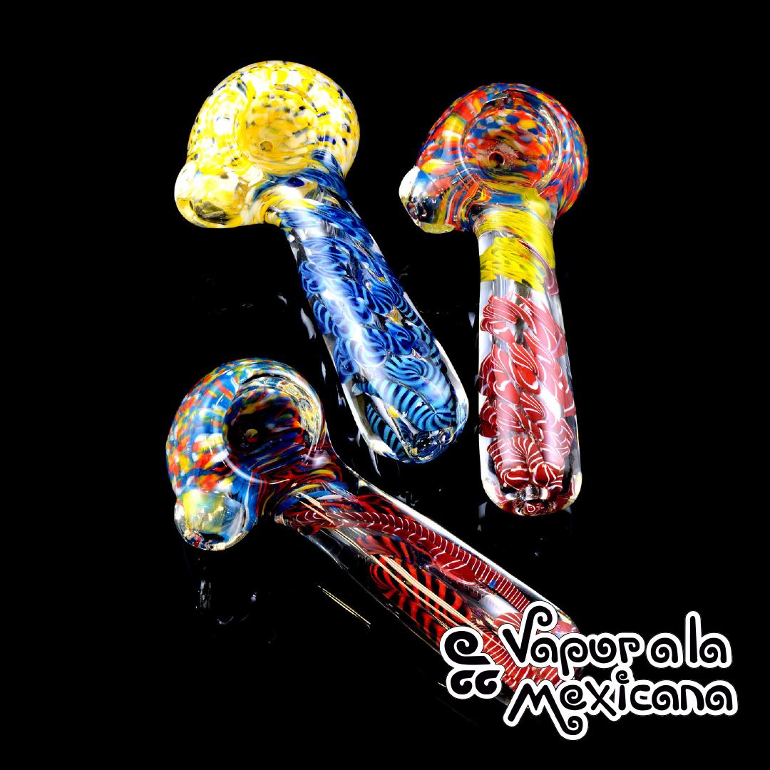 Multicolor Frit Glass Pipa de vidrio Grueso