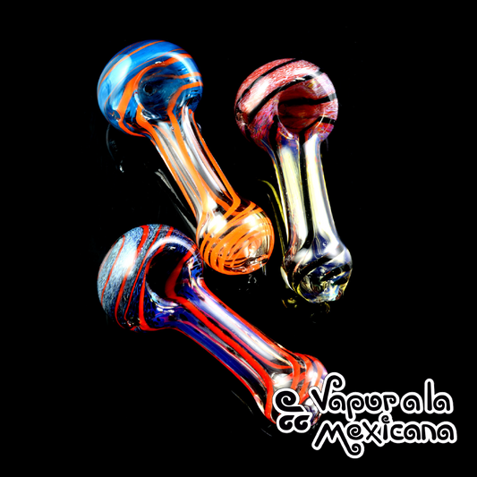 Striped Clear Glass Pipe